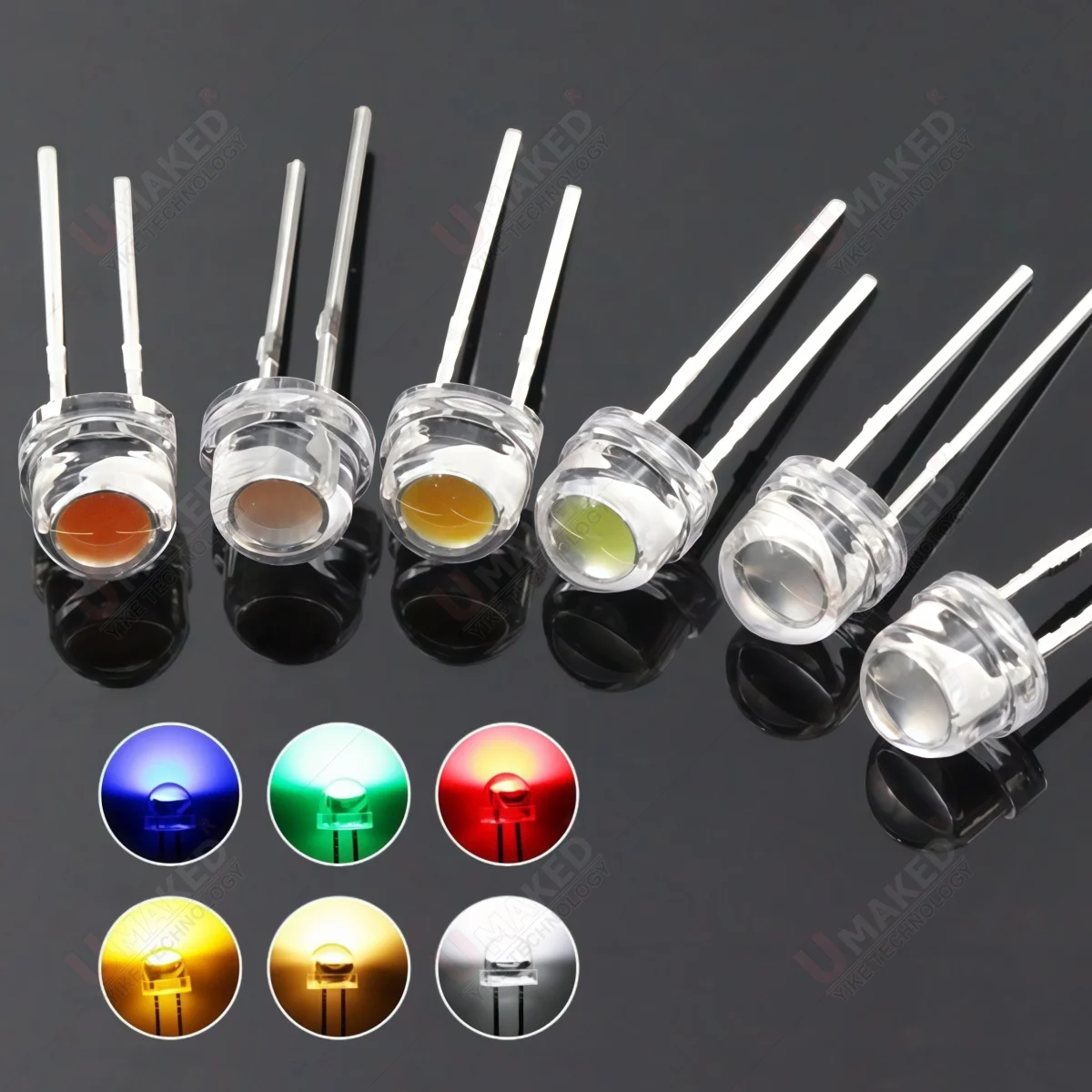 1000PCS 5MM Straw Hat Large Cup Short Leg Edge emit diodes 0.2W White Red Blue Green Yellow DIP LED LAMP Light-Emitting Diode
