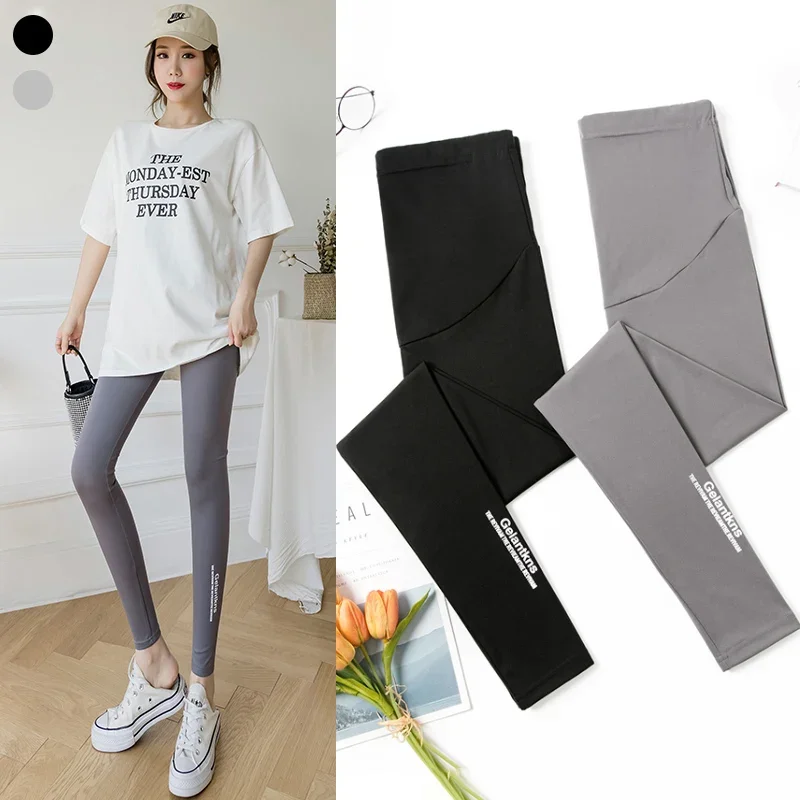 2023 Pregnant Women's Pants Solid Color And Thin Women Fashion Sexy High Waist Tight Leggings Maternity  Pregnancy Trousers