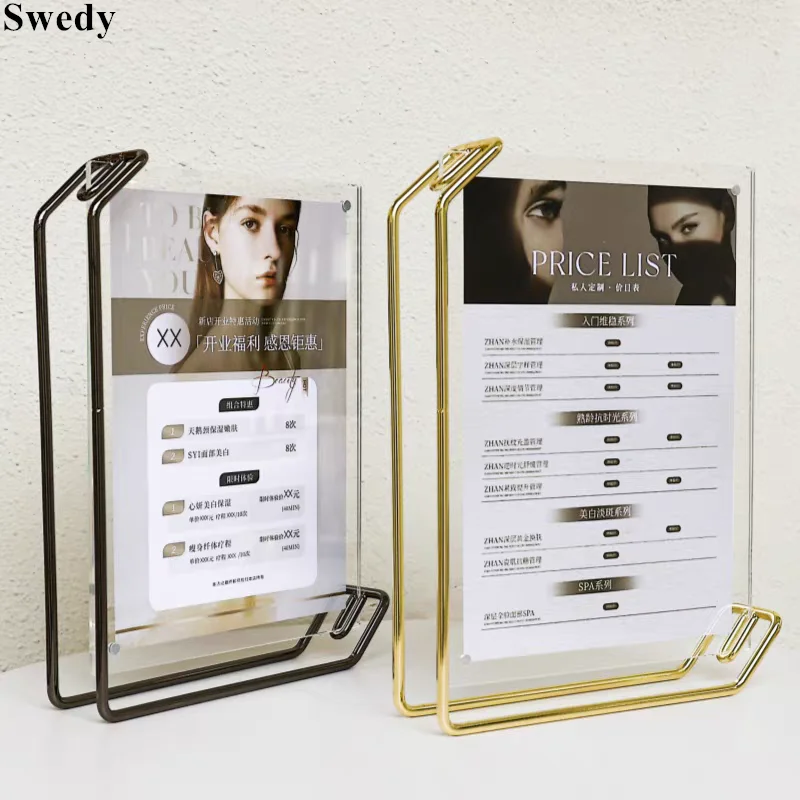 6 Inch 105x150mm Table Menu Paper Price List Holder Wedding Baby Art Photo Picture Frame Acrylic Sign Holder Display Stand