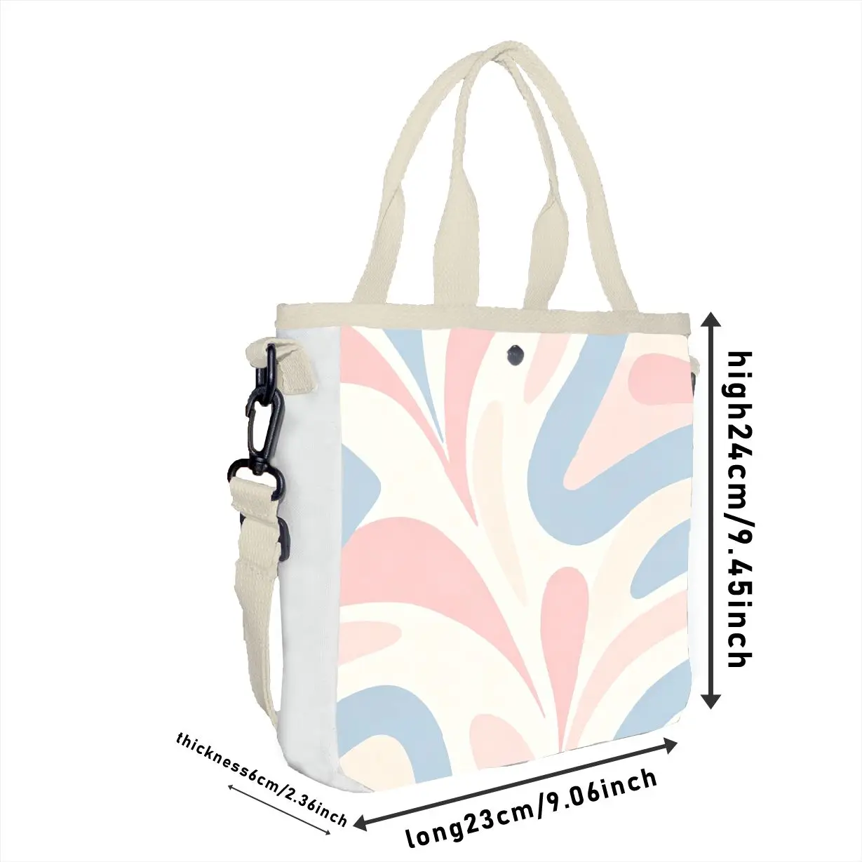 1pc Pastel Abstract Wave Print Tote Bag, Adjustable Strap Minimalist Soft Shoulder Bag