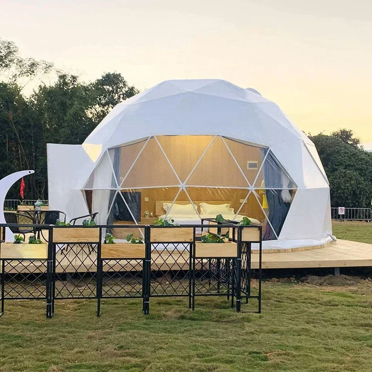 Trade show tent Outdoor Glamping domo Home tents house Diameter 6m Geodesic Glamping Dome Tent For Camping Sale