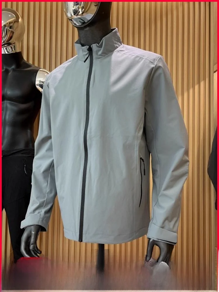 

High-End Busin Travel Men's Outdoor Windproof Waterproof Stand Collar Sport Jaet Coat Stand Fit Zipper Sve Design