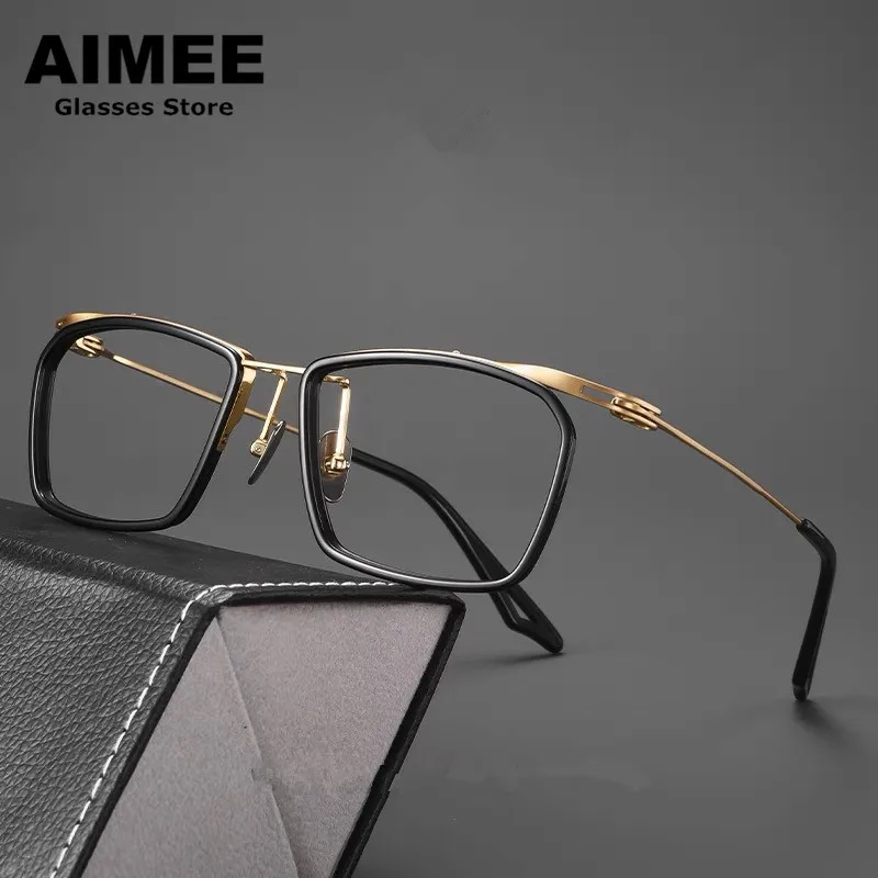 Fashion Titanium Vintage Square Glasses Frame Men Women Business Ultralight Optical Eyeglasses Big Face Myopia Spectacles Frames