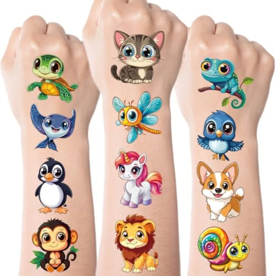 

Larger Temporary Tattoos For Stocking Stuffers, 102 Styles Mixed Cute Stickers Birthday Party Favors for 3-5 4-8, Goodie Bag St