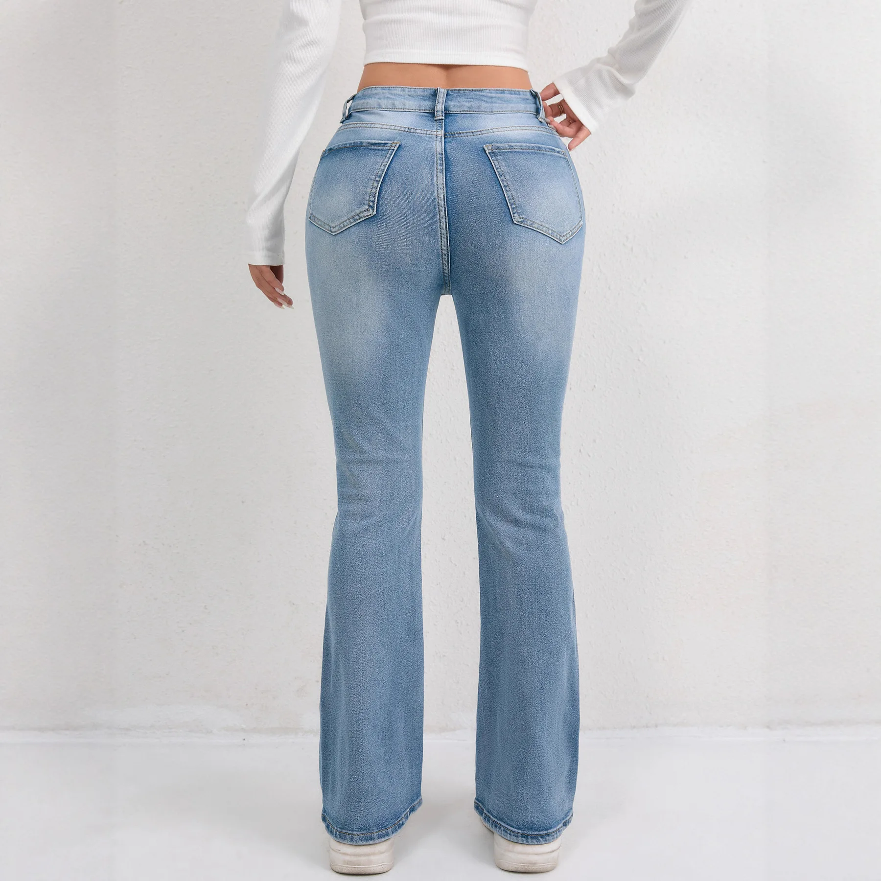 Women Jeans Denim Pant Long Pants Slim Fit Vintage Casual High Waist Straight Trousers Y2k Streetwear Elegant Splice Work