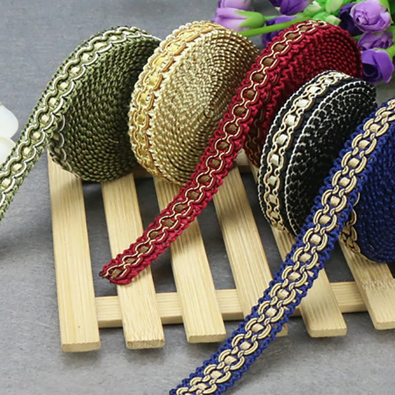 (5 Yards) 4.5M Handmade Ethnic Embroidered Webbing Indian Lace Trim DIY Sewing Net Yarn Ribbons Clothing Accessories Decor 1.8cm