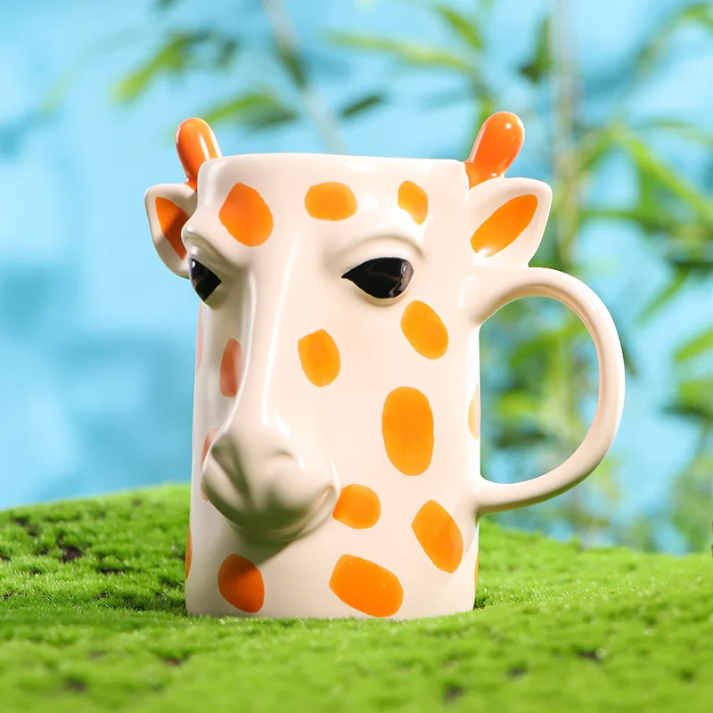 Creative Giraffe Ceramic Mug, Cartoon 3D Coffee Mugs, High Beauty Fun Tea Cup, Breakfast Milk Oat Cups, Couple Birthday Gift