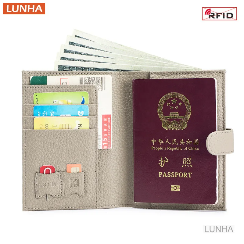 للجنسين حامل بطاقة الهوية جلد طبيعي RFID جواز السفر الغطاء الواقي حقيبة النقدية بطاقة SIM المحفظة تذكرة المنظم أصحاب لسيدة