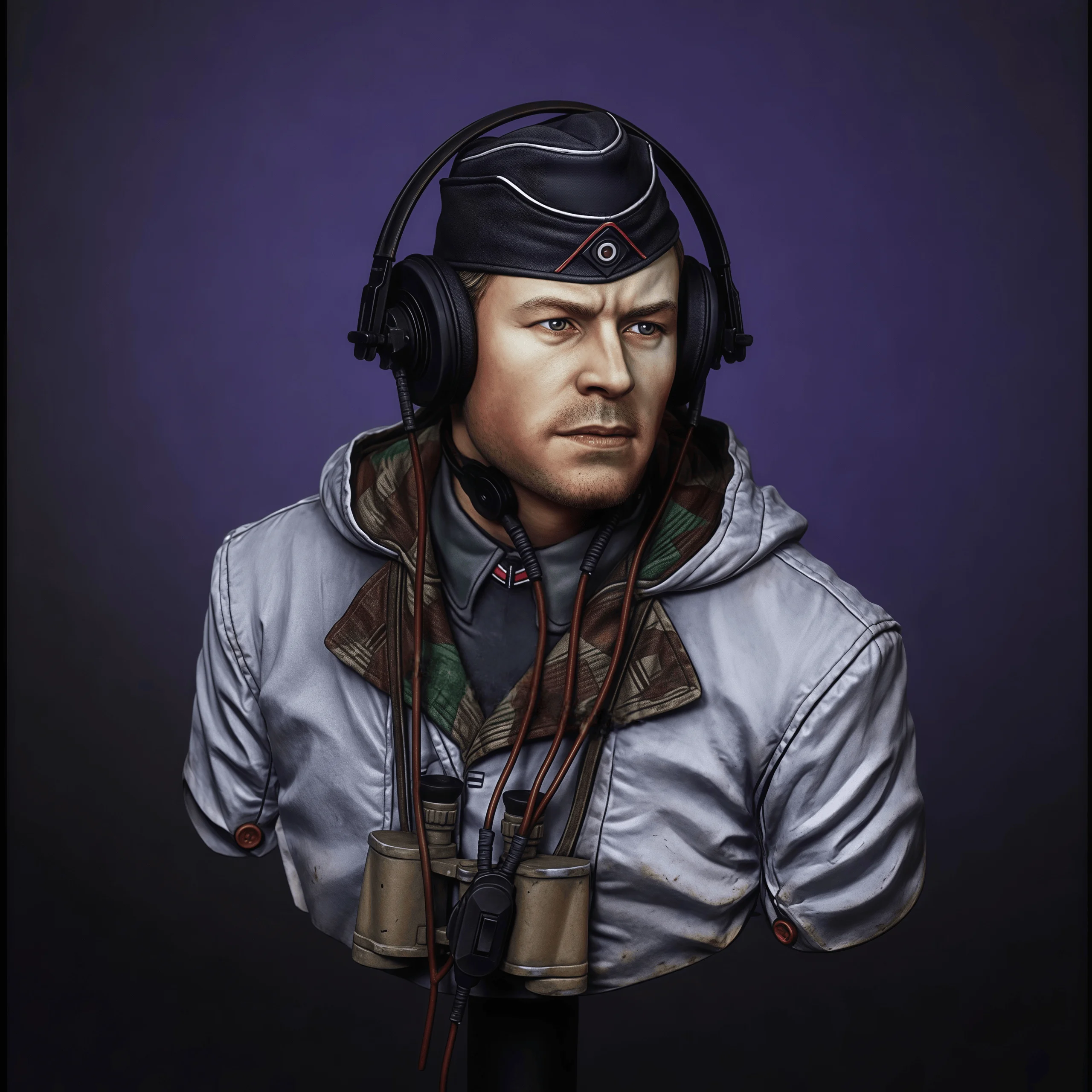 

1/10 Cast Resin Model Assembly Kit, GK， Half Body Portrait of Tiger Tank Commander, Unpainted, Needs To Be Assembled