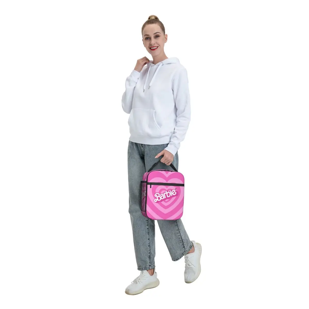 Pink Barbie Doll Pattern Lunch Bag School Lunch Box For Women Leisure Print Tote Food Bags Oxford Cooler Bag