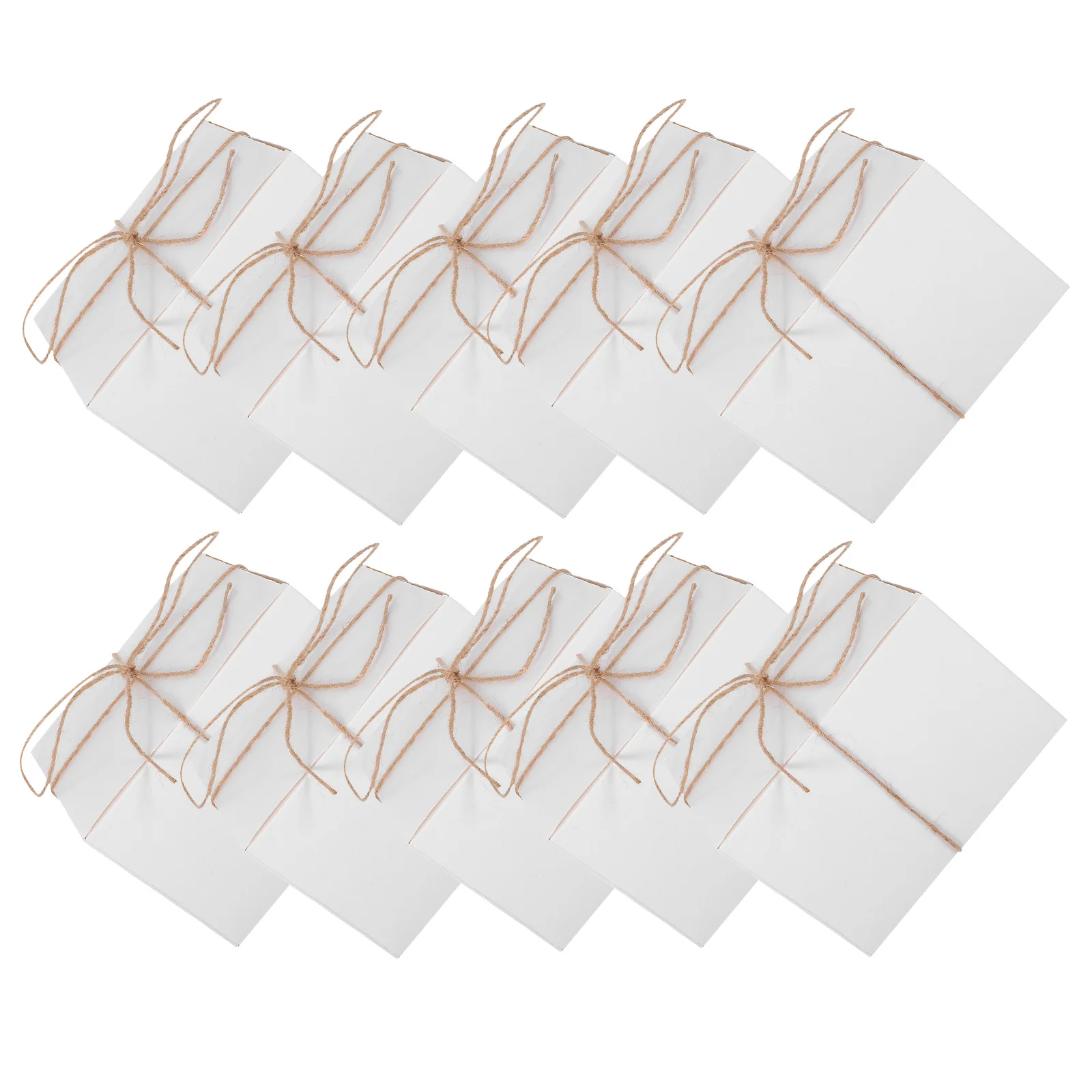 

10 Pcs Square Gift Packaging Box Packing Boxes with Tag Kraft Paper Present White Business Blank