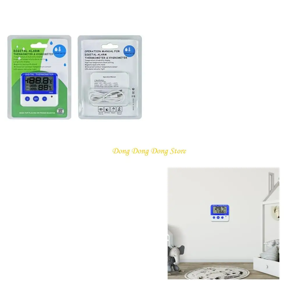 

Магнитный ЖК -дисплей цифрового термометра Гигрометр Измеритель влажности в помещении.