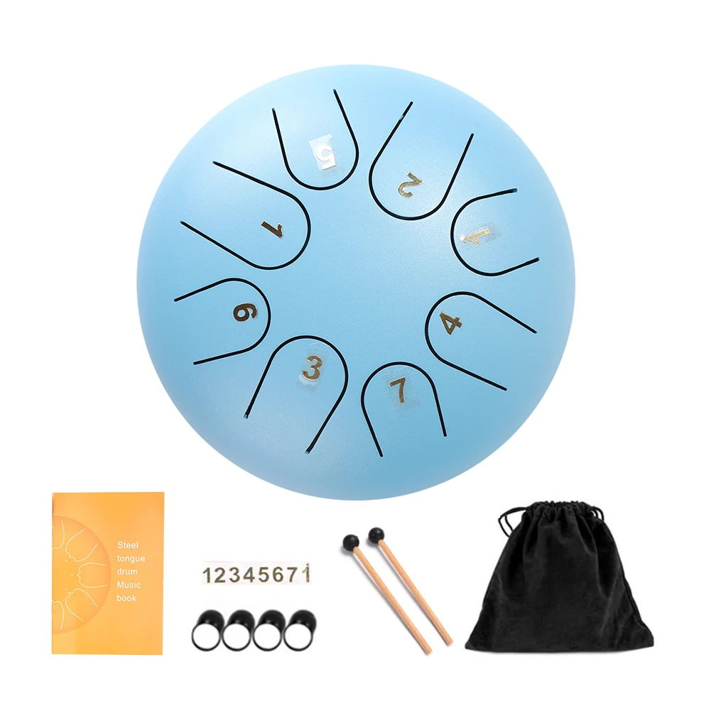 Steel Tongue Drum Mini Drum 6 Inches 8 Notes Steel Drum with Storage Bag Stress Relief Musical Gifts for Drummer Beginner