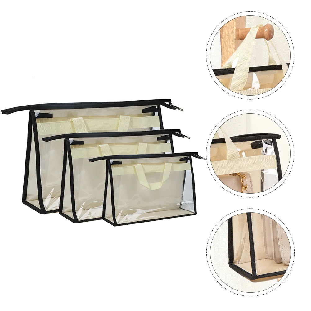

3 Pcs Clothes Shelf Organizer Bag Dust Tote Bags Purse Fabric Wall Hanging Clear