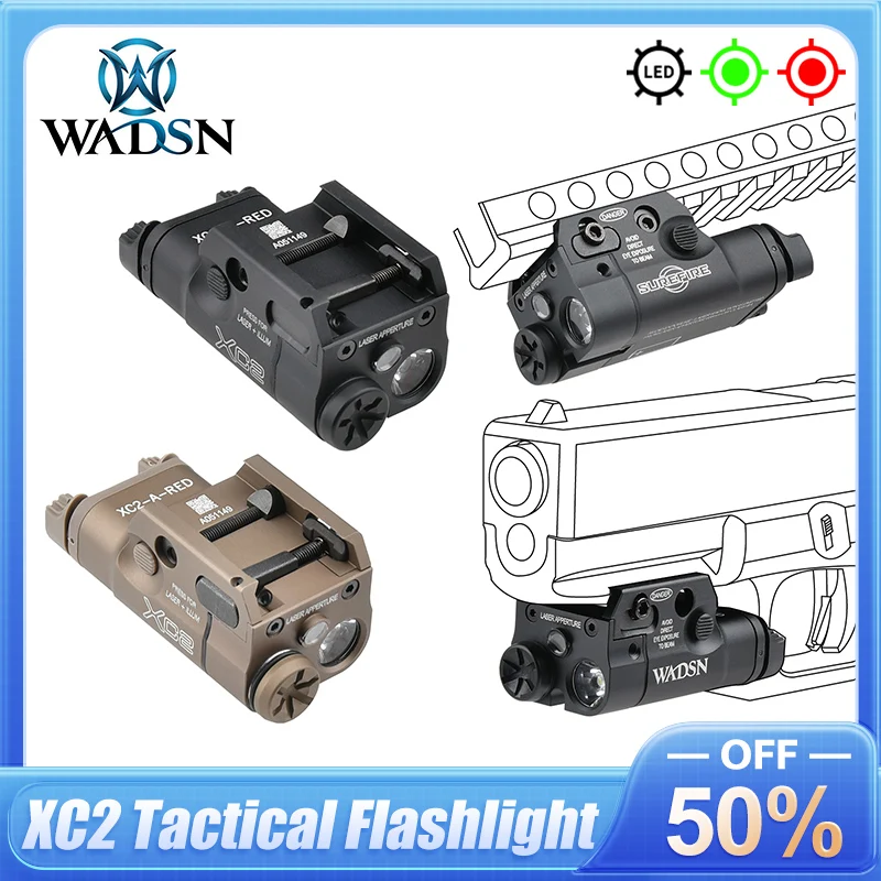 

WADSN Tactical XC1 XC2 Surefir Flashlight P320 Glock 17 G17 G19 Airsoft Pistol Gun Scout Accessories Fit 20mm Picatinny Rail