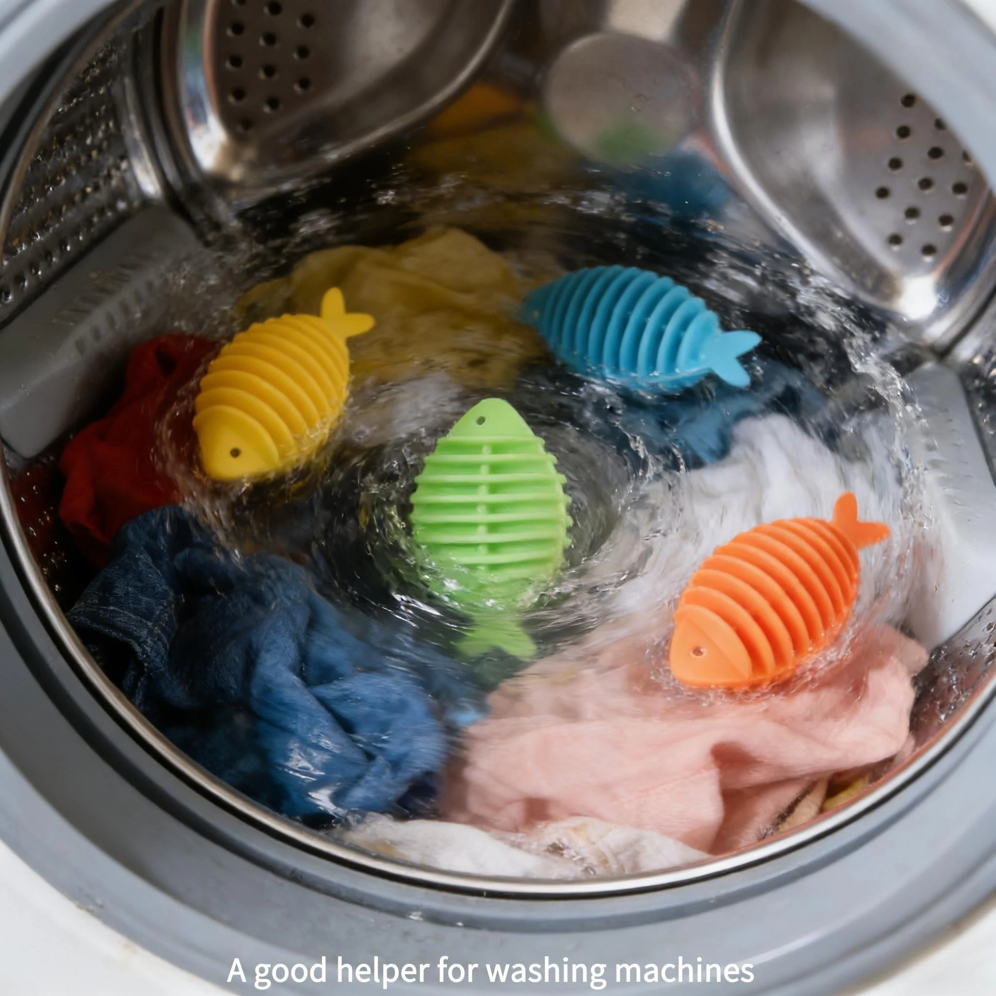 4pcs Fish Shaped Soft Rubber Laundry Balls Anti Tangle Reusable Dryer Balls Washing Machine Fabric Cleaning Accessories