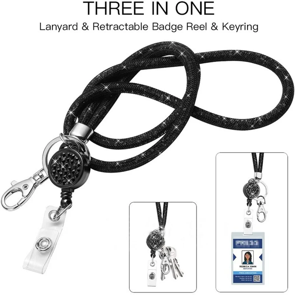 Retractable Lanyard Badge Holder For Cellphone Office ID Hanging Rope Mesh Necklace Strap Universal Keychain