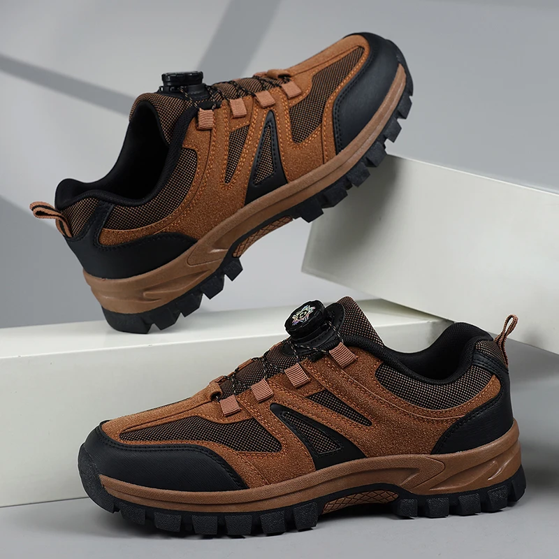 Men Outdoor Hiking Shoes Non Slip Wear Resistant Trekking Sneakers Mountain Climbing Shoes Anti-collision Toe Walking Work Shoes