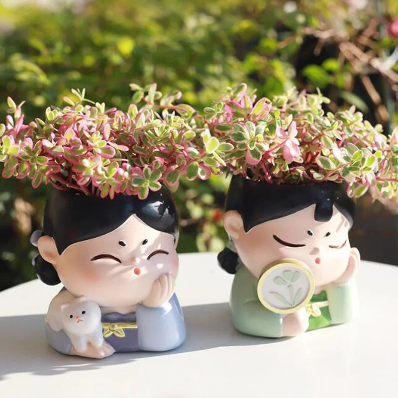 

Смола династии Тан женские детские горшки цветочные горшки для сада домашний декор цветочный горшок бонсай ваза контейнер настольные украшения