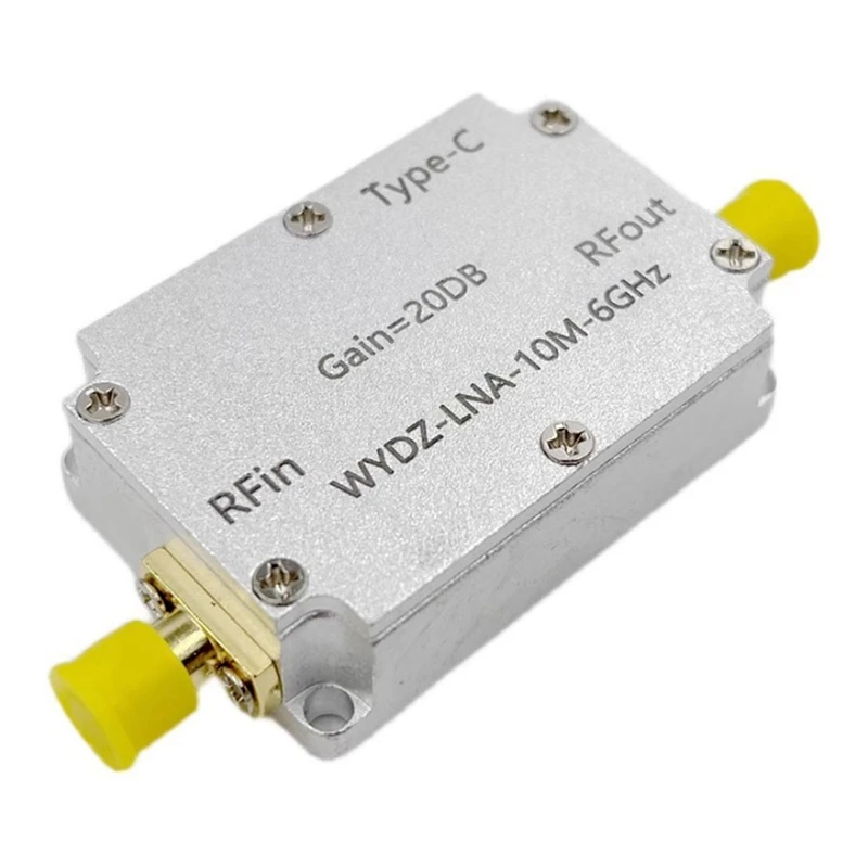 TYPE-C LAN High Flatness Amplifier 10Mhz-6Ghz Gain 20DB RF Signal AMP For HAM SDR Software Radio FM Radio Easy To Use