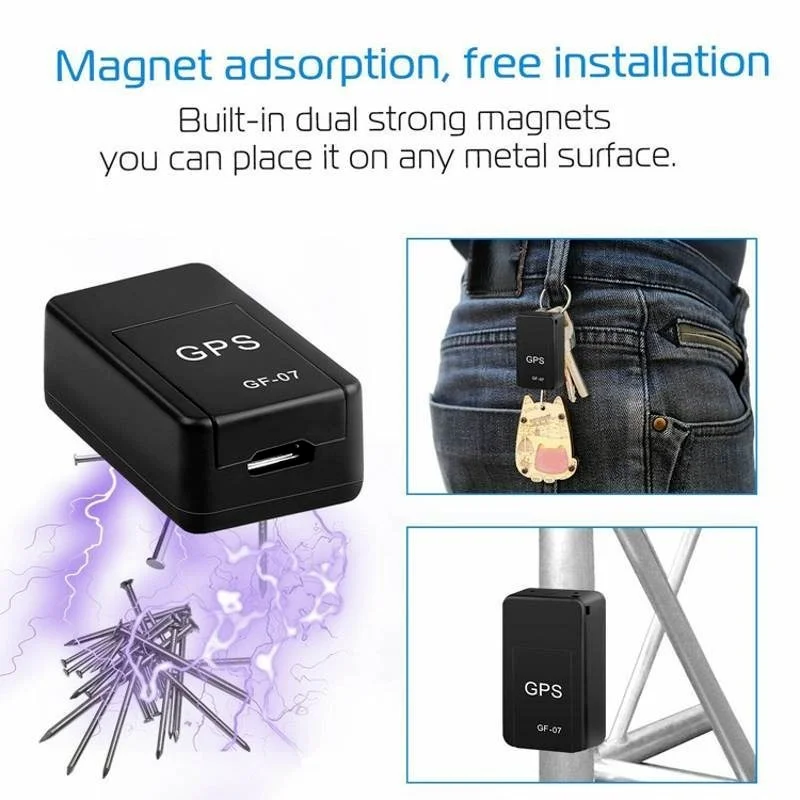 GF-07 Magnetic Car Tracker, Posicionador GPS, Rastreamento em Tempo Real, Adsorção Magnética, Mini Localizador, Inserções SIM, Mensagem, Animais de Estimação, Anti-Lost