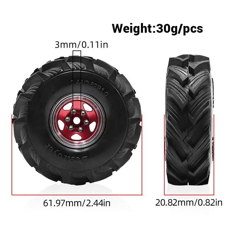 عجلات وإطارات Beadlock RC مقاس 1.0 بوصة لزاحف 1/18 TRX4M، 1/24 SCX24 RC، إطارات Beadlock 1.0 مع عجلات من سبائك الألومنيوم #2