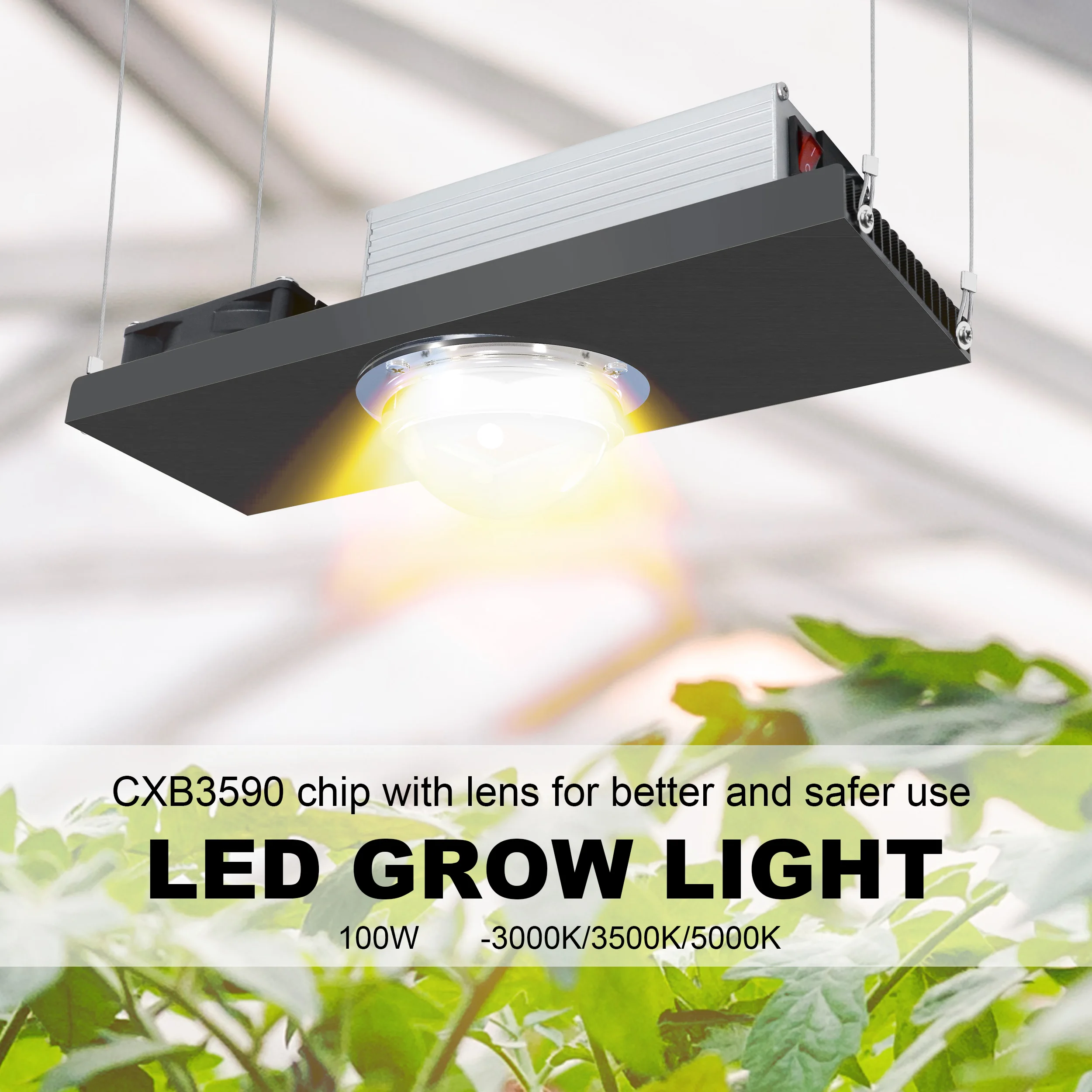 Original CXB3590 COB LED Growth Lamp Full Spectrum with Fan Like Sunlight Plant Lamp for Tomato Greenhouse Hydroponic Pot Light