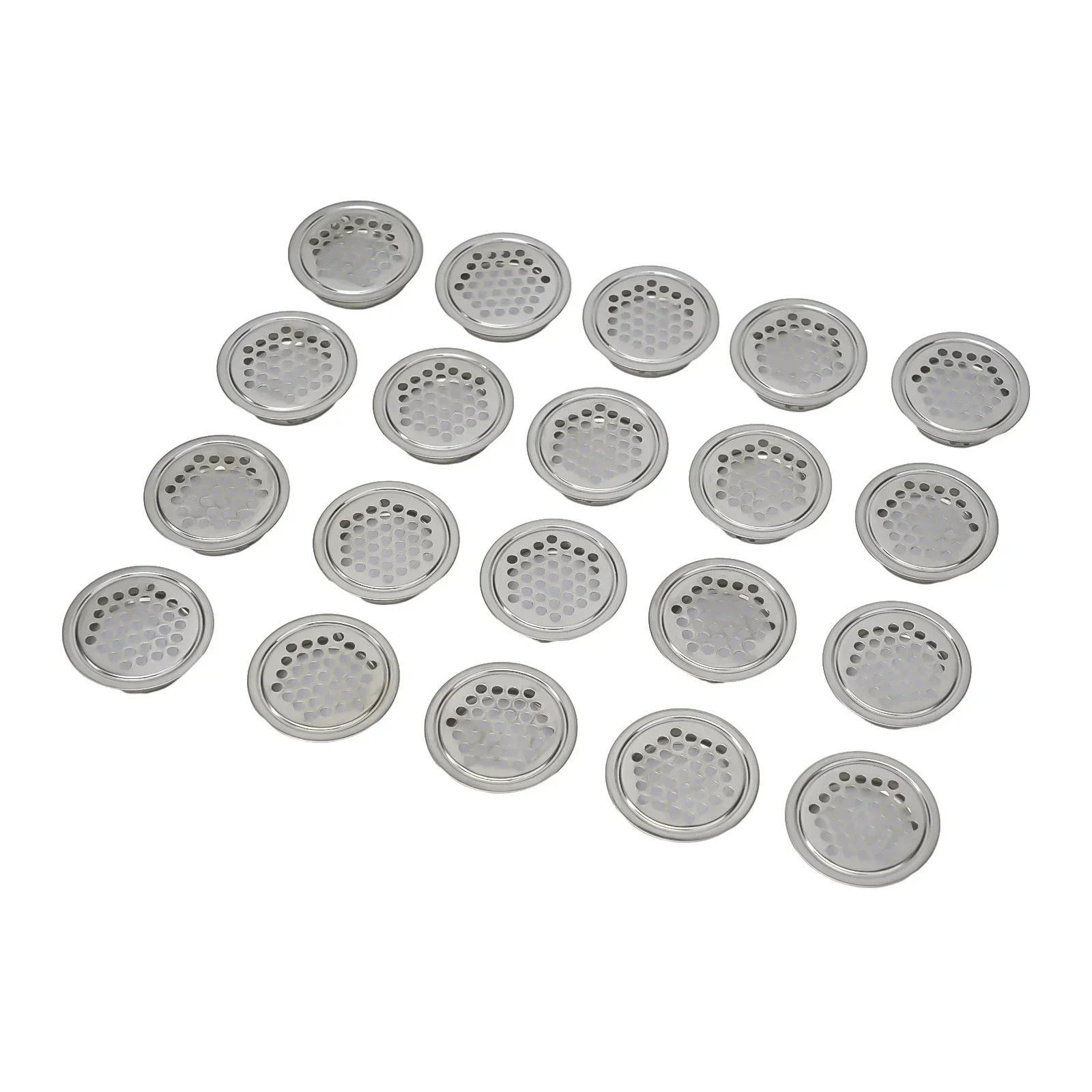 

20pcs Stainless Steel Air Vent Grille / Wardrobe Cabinet Metal Ventilation Plug Breathable Mesh Hole Plug Decoration Cover