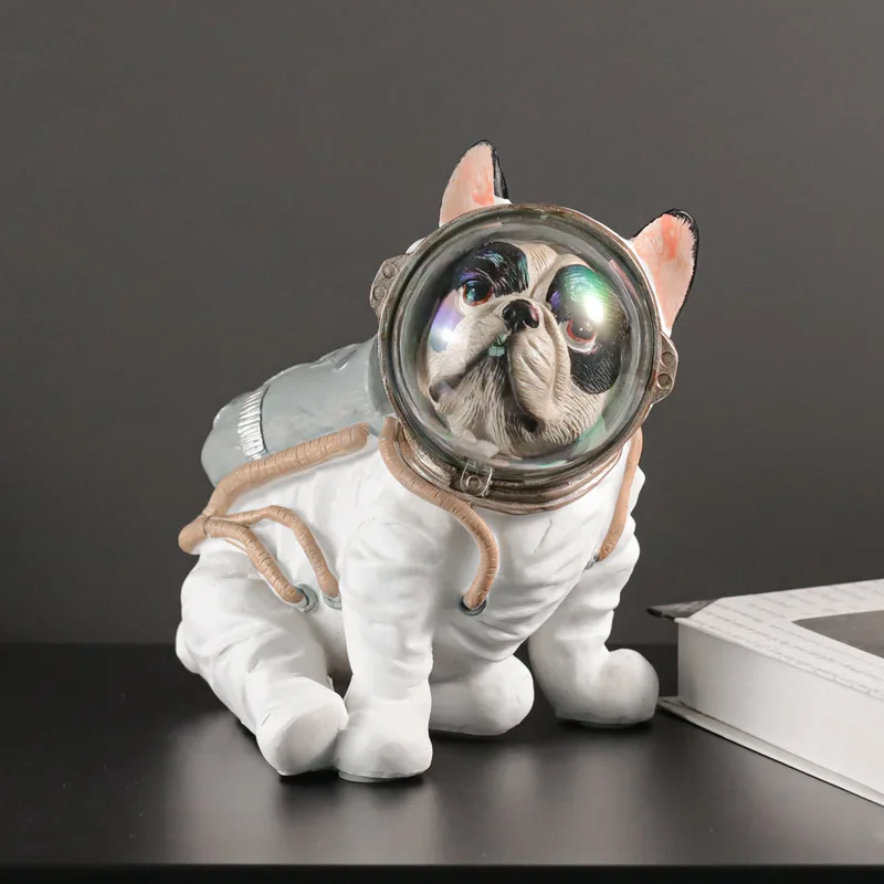 Imagem -02 - Resina Astronaut Bulldog Estátua para Home Decor Dog Escultura Coleção de Arte Vintage Espaço Ornamento Lembrança Artesanato Acessórios