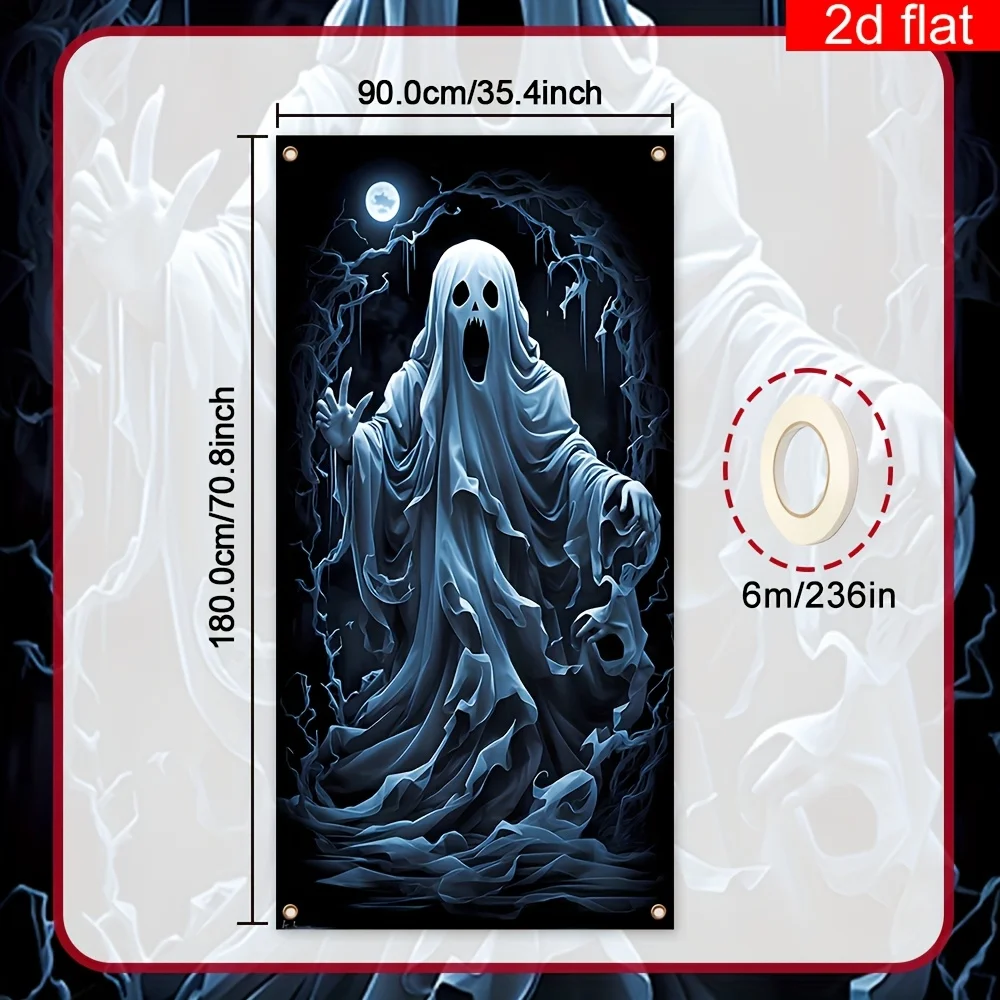 [] قطعة واحدة، ديكور لافتة الهالوين السعيدة، بوليستر، خلفية تصوير شبح الهالوين المرعبة، حفلة عشية الهالوين
