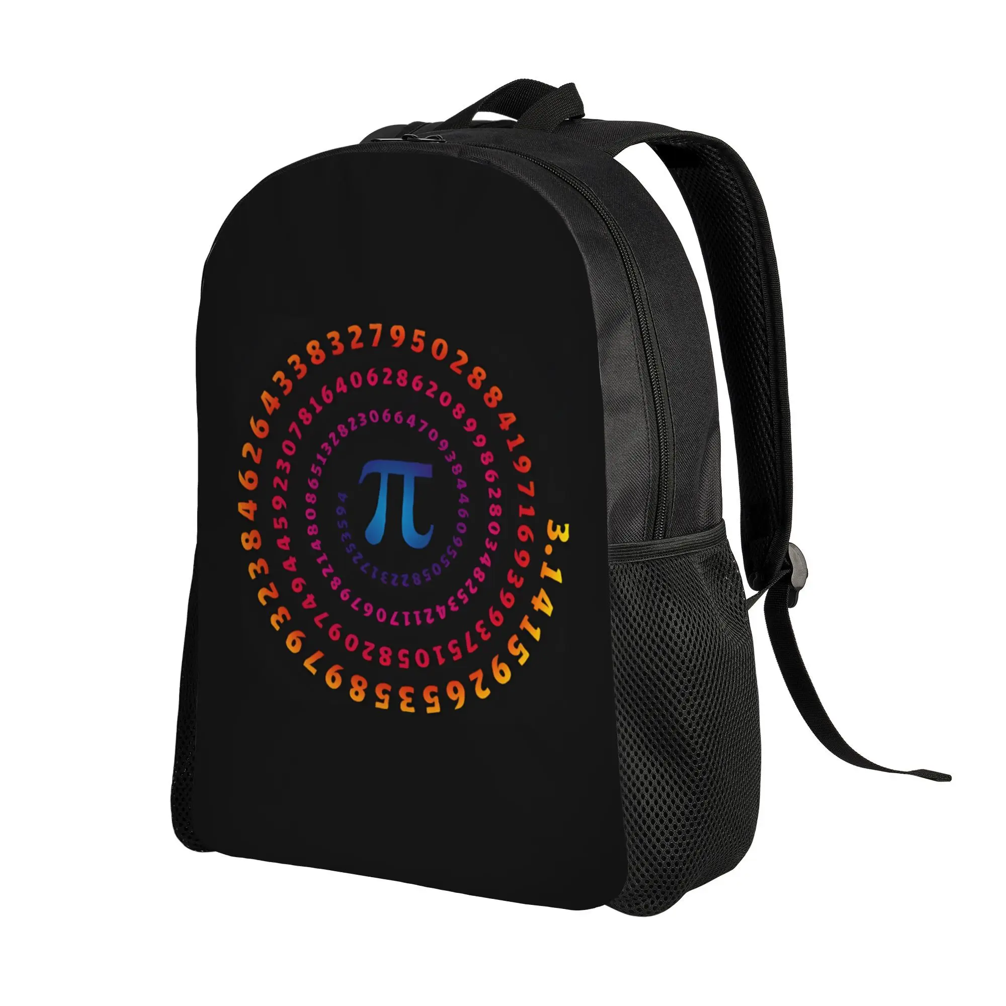 Cool Math Pi Symbol Rainbow Number Circle Travel Daypack Student Boys Girls BookBag School Bag Computer Shoulder Bags