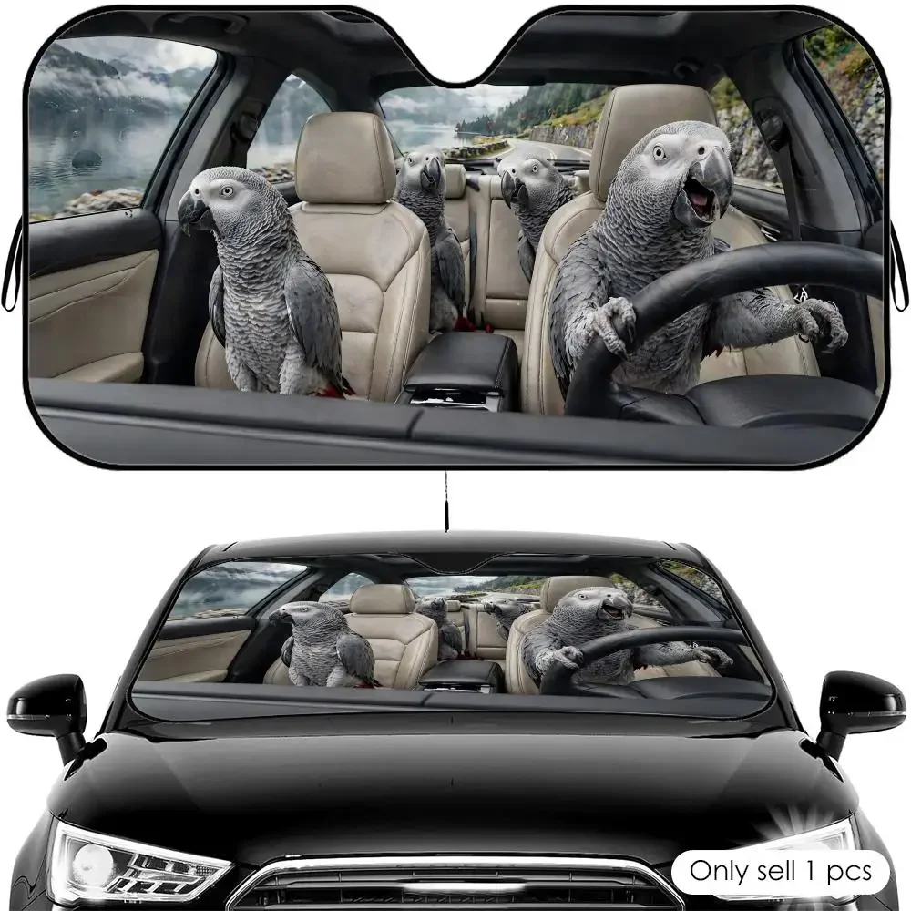 Fun Parrot Driving Sun Visor Foldable Universal Car Windshield Sun Shade UV Protection Heat Insulation Foldable Cover