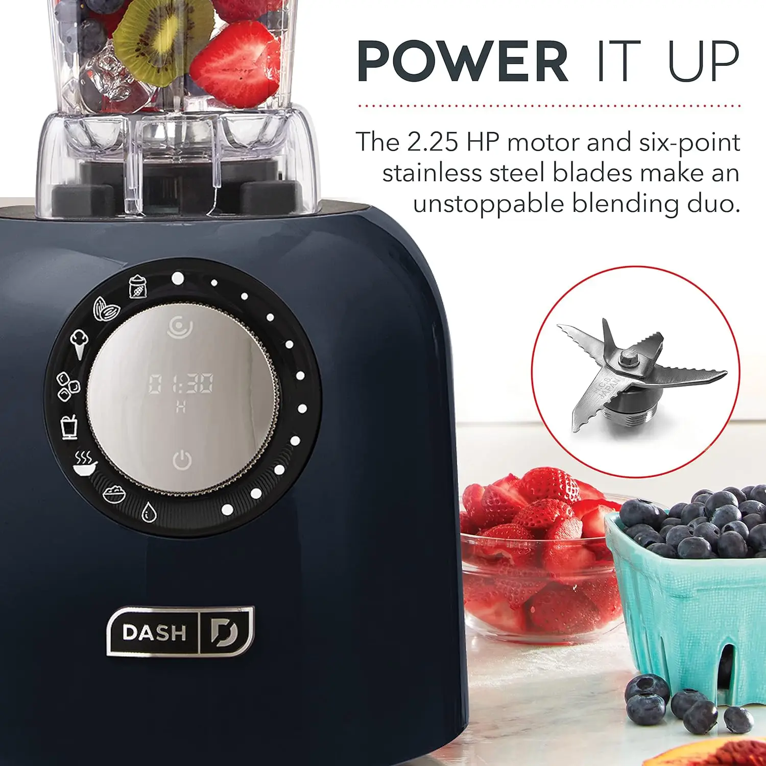 خلاط كونترتوب رقمي فاخر من سلسلة Chef سعة 64 أونصة، مع شفرات من الفولاذ المقاوم للصدأ وإبريق مزج تريتان وحامل لوحي وشحن USB