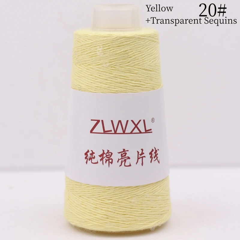 Schwarzes Garn 300g 2400M 3mm Pailletten-Baumwollgarn DIY Strickdekoration Handgehäkeltes STRICKGARN