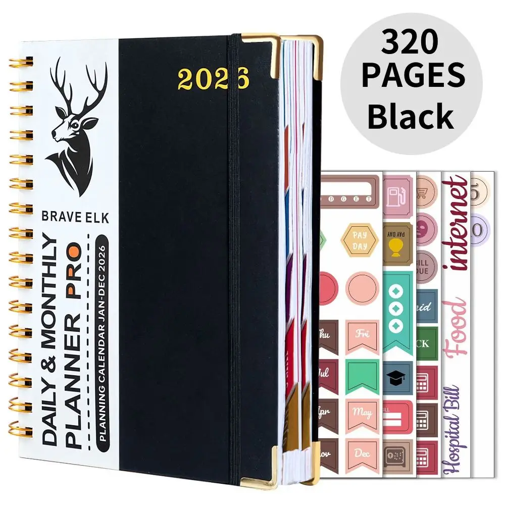 

Портативный планировщик расписания формата А5 2026, напоминание, текстурированная книга из искусственной кожи, список дел, храбрый лось, ежедневник, офисные принадлежности