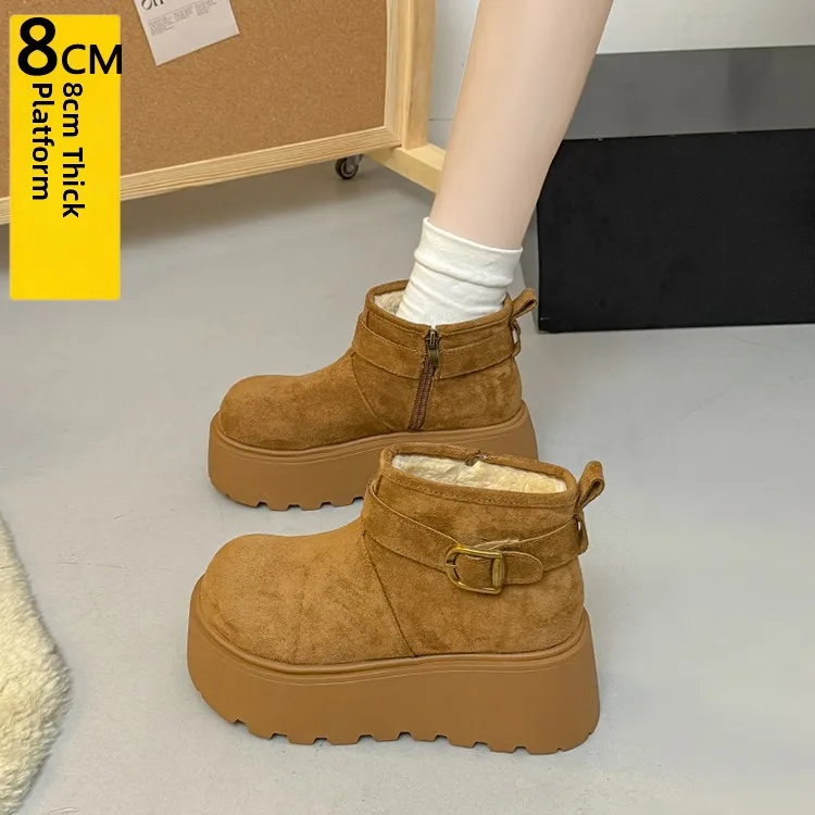 

Женские зимние ботинки на высоком каблуке с флисовой подкладкой, водонепроницаемые, на резиновой подошве, короткие, до икры