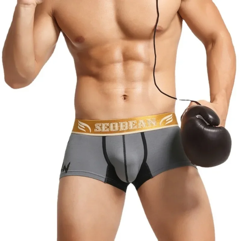 

New single-layer pouch boxers, spot wholesale U-convex fashion men's cotton underwear, pure cotton sweat absorption 10203