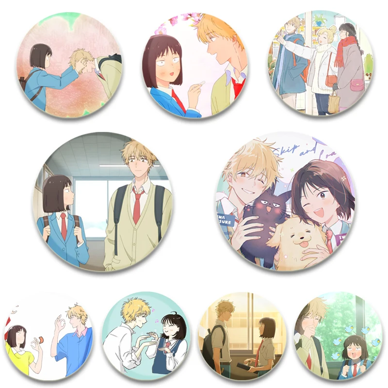 

32/44/58mm Anime Skip and Loafer Brooches Cartoon Character Lapel Pin Creative Round Badge for Clothes Backpack Decoration Gifts