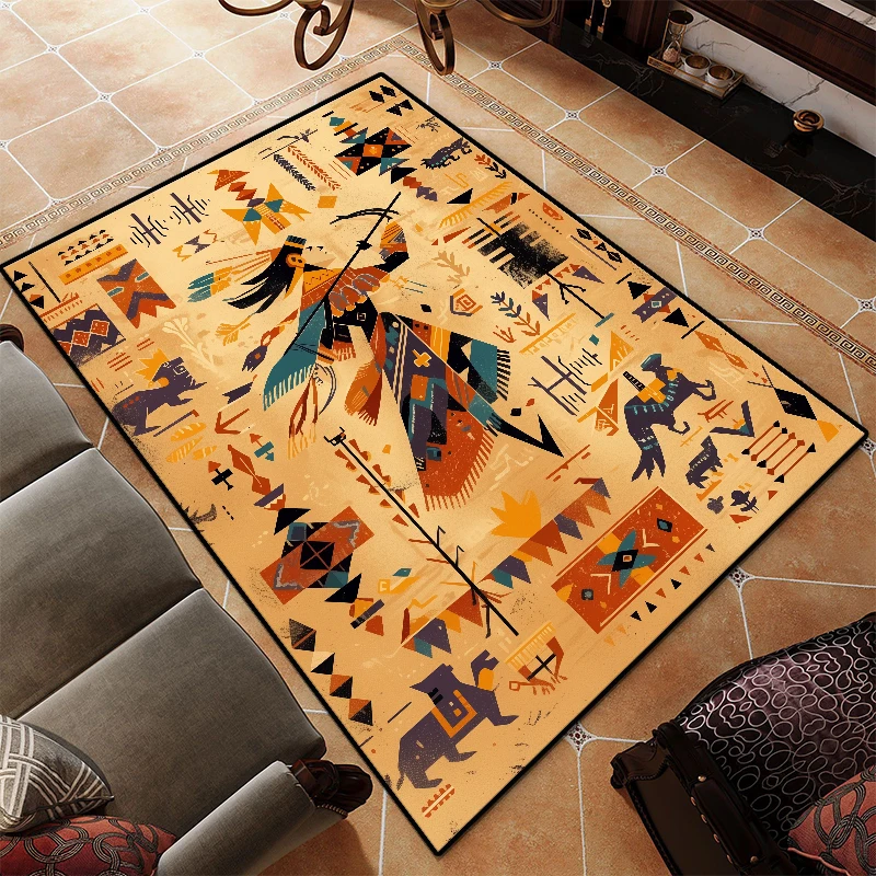 African Tribes Pattern Carpets Bedroom Decor Religious Ethnic Style Prayer Rug for Living Room Large Size Non-slip Mats Lounge