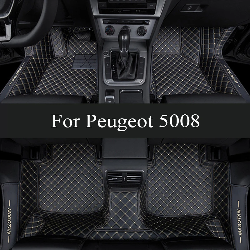 

Car Floor Mats For Peugeot 5008 P87 MK2 2017~2023 Pad Luxury Leather Mat Carpets Durable Rugs Set Interior Parts Car trunk mat