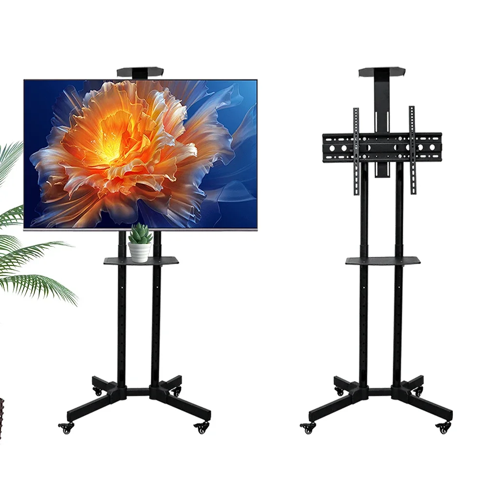 Factory Direct Monitor Bracket Lift TV Floor Stand Mobile Height Adjustable 32-65" TV Trolley Stand TV Mount Carts