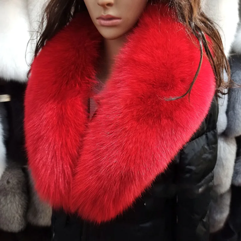 Fur Collar Real Fox Fur Collar For Women Men Fluffy Fur Scarf  Winter Coat Fur Collar Natural Fur Scarf Women Large Fur Collar