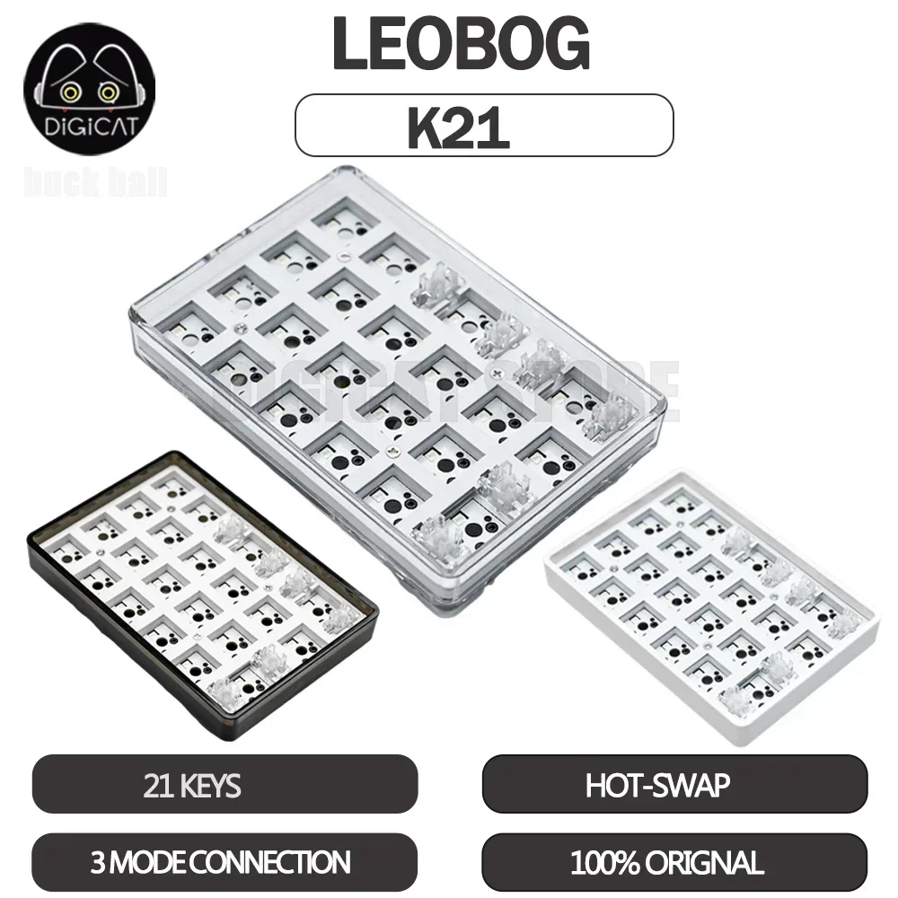Leobog K21 Kits de Teclado Numérico Modos Usb 2.4g Bluetooth Kit de Teclado sem Fio 21 Teclas Rgb Hot-swap Personalizado Mini Teclado Numérico Presentes