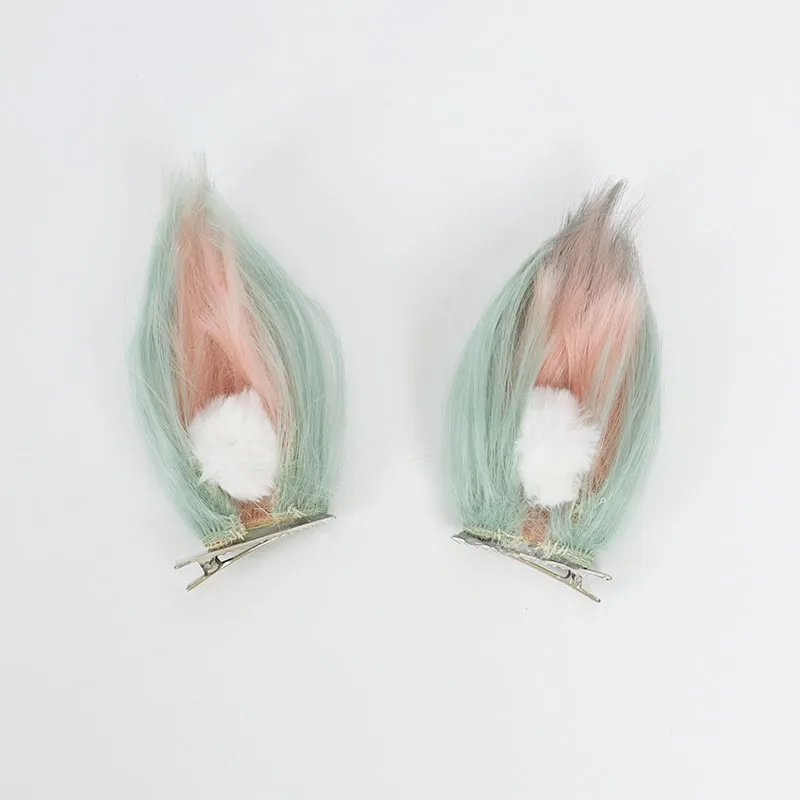 Anime Chainsmoker Cat Yaniko Sato Cosplay Wig Mint Green Short Hair Yanineko Cat Ears Tail Halloween Party Carnival Roleplay Wig view 5