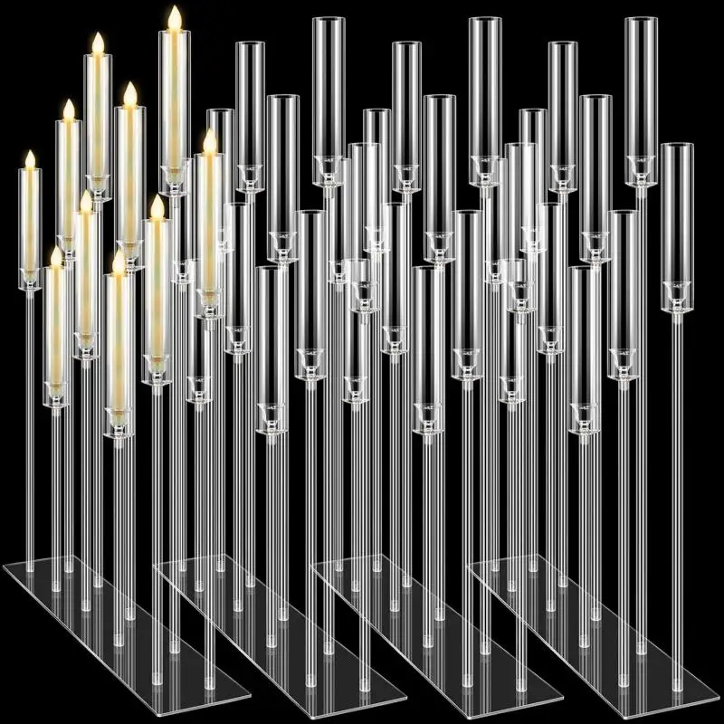 Luxury Tall Table Props  Flower Rack Acrylic Candle Holder 10 Arms Clear Candle Holder Centerpiece Candle Stand