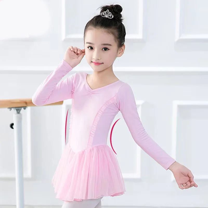 Ballet Dress Gymnastics Leotards for Girls Kids Short Sleeve Ballet Dancewear Chiffon Skirts Kids Bowknot Dance Leotards