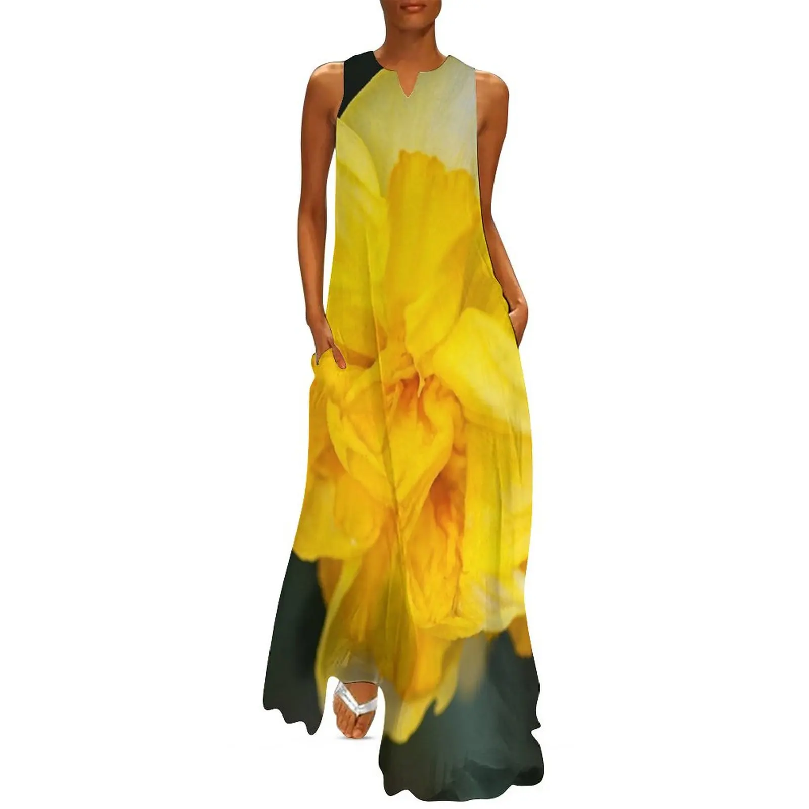 

Double Yellow Daffodil Spring Long Dress women dresses wedding guest dress 2025 summer women's suit Women's summer long dress