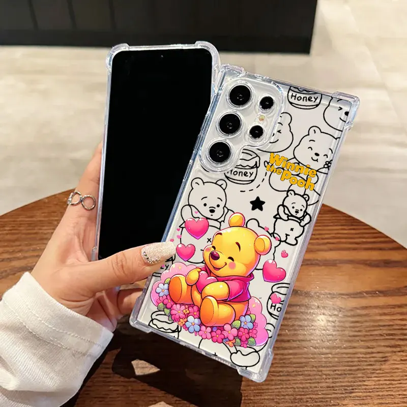 Funda transparente para teléfono con diseño de oso Winnie Pooh de Disney, funda de silicona suave para Samsung Galaxy S26 S25 S24 Ultra S23 S22 Plus S21 S20 FE 5G