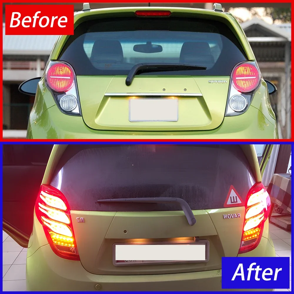 Car Taillights Assembly for Chevrolet Spark 2011-2014 Auto Back Lamps Upgrade Led Highlight Blink Tail Lamps Accessories