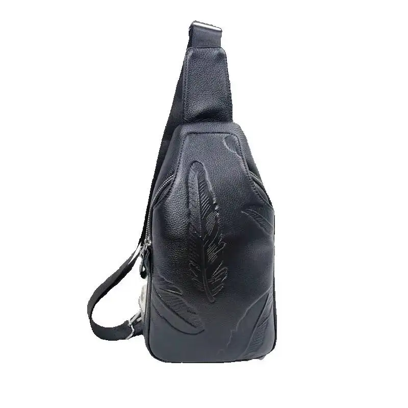 مكافحة سرقة جلد طبيعي الصدر الراقية تحسس الأمن قفل بكلمة مرور السفر في الهواء الطلق Crossbody حقيبة ظهر صغيرة الرجال حقيبة كتف #5